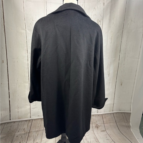 Ellen Tracy Black Wool Angora Blend Lined Coat L/XL Classic Winterwear Pockets - Picture 3 of 16